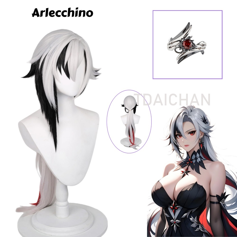 Genshin Impact Arlecchino Cosp - огляд і ціна Anime Cosplay Wig Heat Resistant
